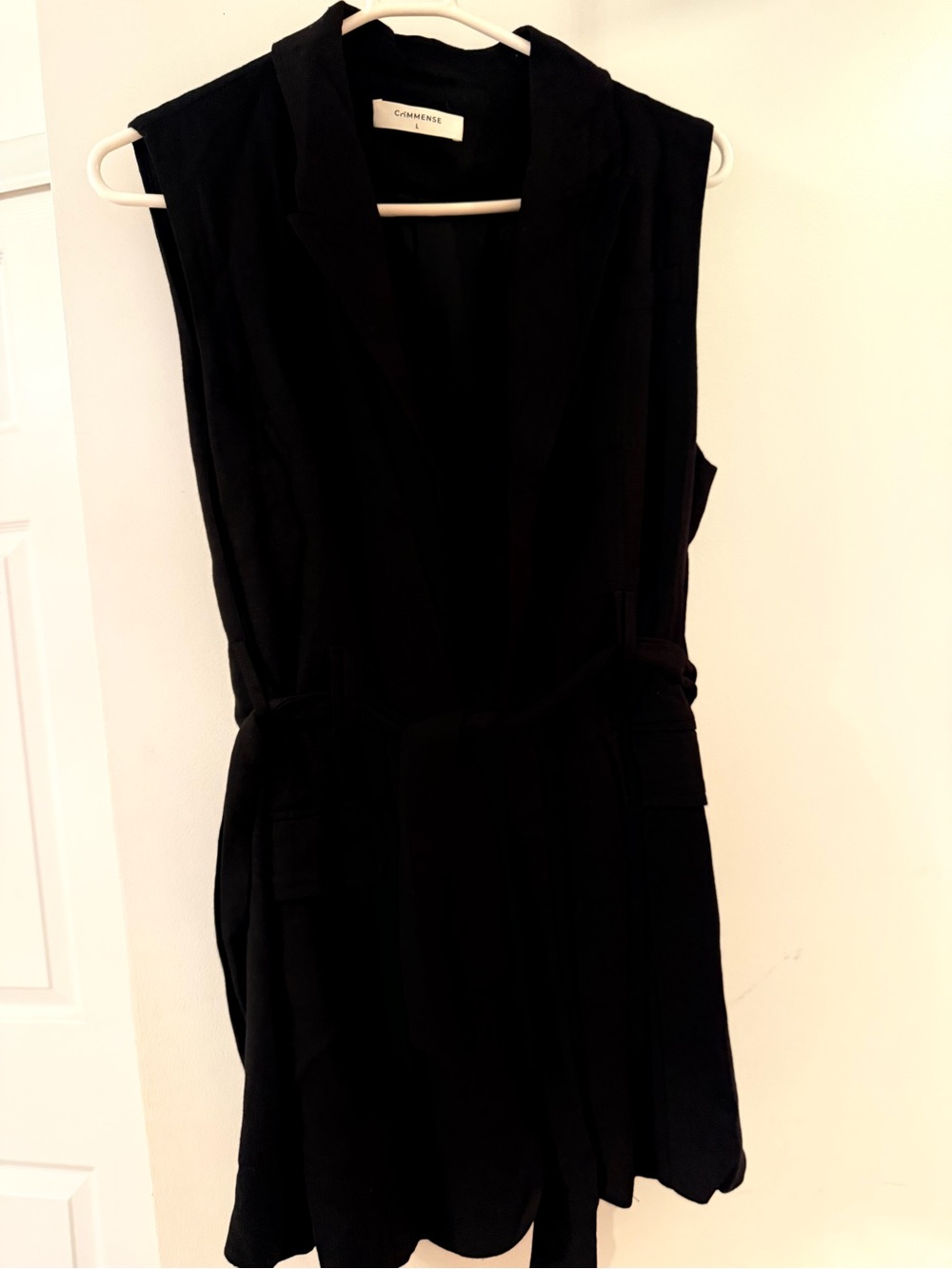 Cuyana Sleeveless Black Tie-Waist Jumpsuit